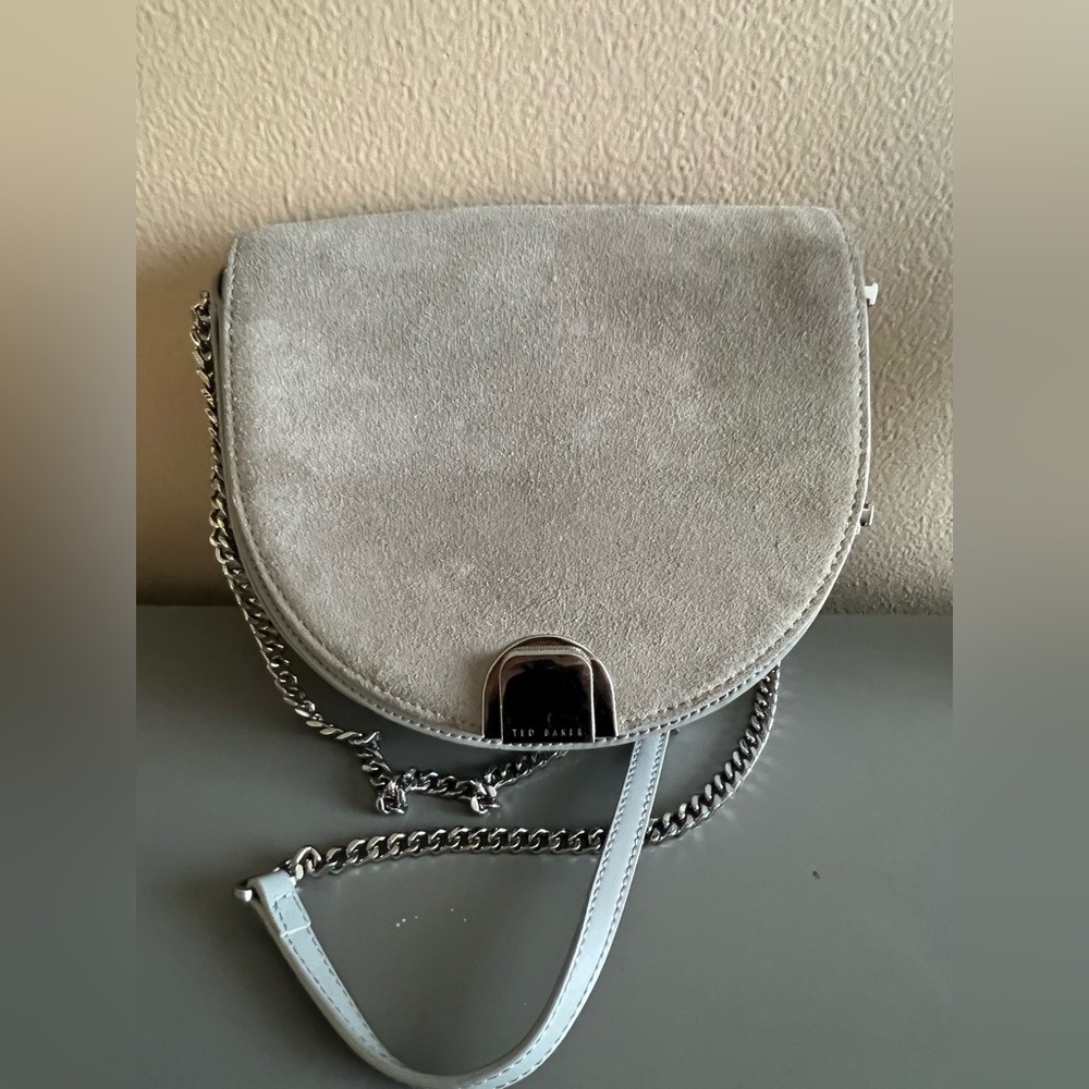 Ted Baker Crossbody Bag – Light Gray Suede